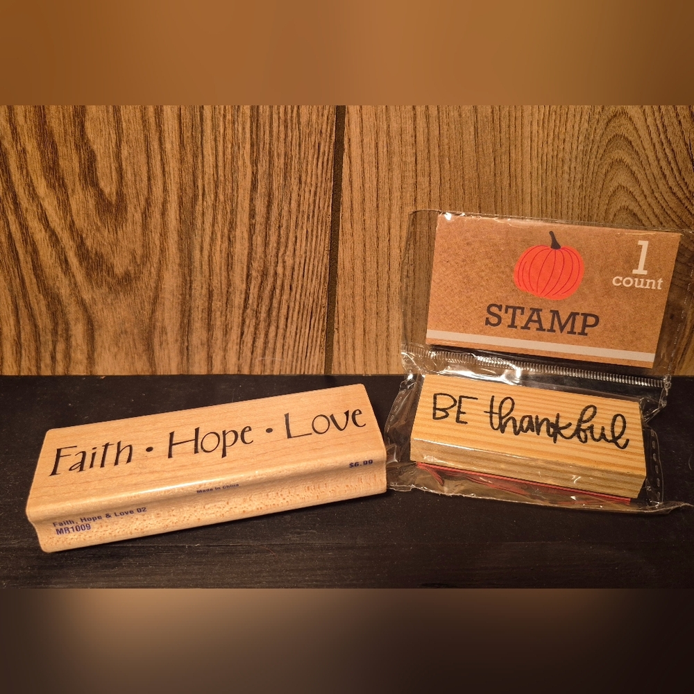 Wooden Stamp Set - Faith, Hope, Love And Be Thankful